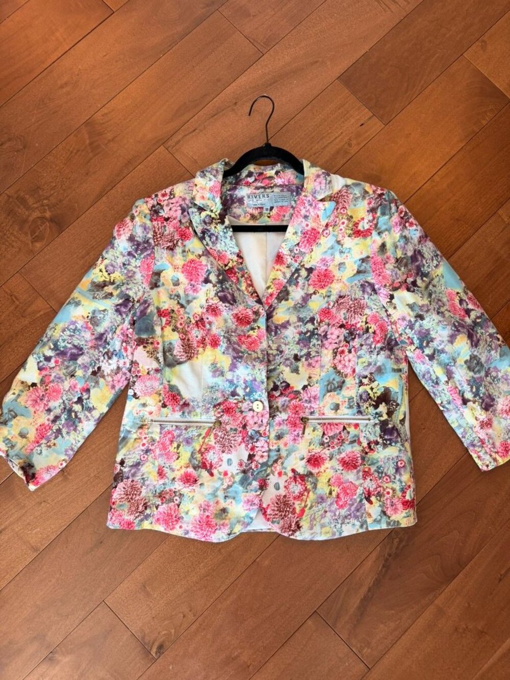 Rivers Women’s Floral Blazer Jacket Zip Pockets